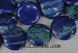 CLA460 15.5 inches 18mm flat round synthetic lapis lazuli beads