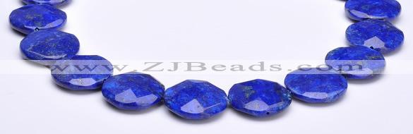 CLA48 Faceted coin 25*25mm deep blue dyed lapis lazuli beads