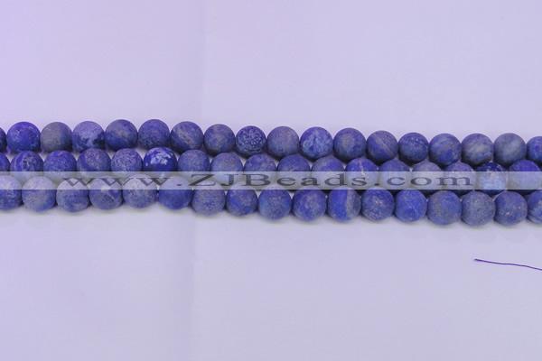 CLA64 15.5 inches 12mm round matte lapis lazuli beads