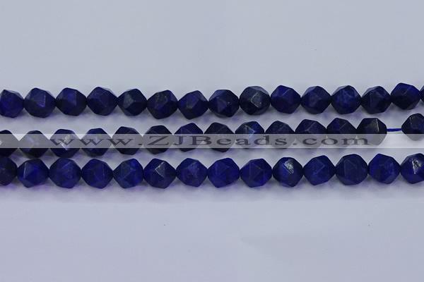 CLA84 15.5 inches 12mm faceted nuggets dyed lapis lazuli beads