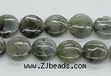 CLB105 15.5 inches 12mm flat round labradorite gemstone beads wholesale