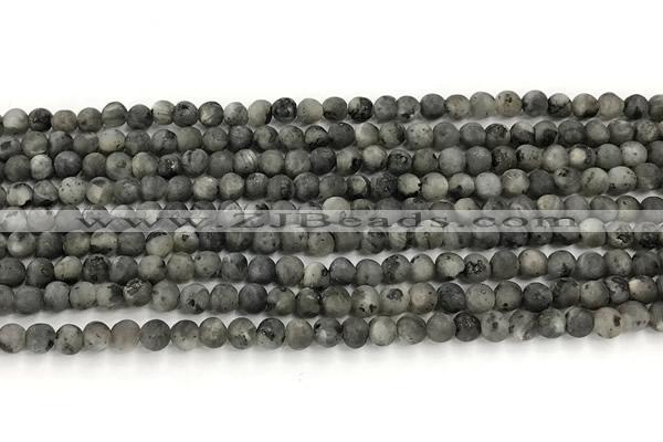 CLB1195 15 inches 4mm round matte black labradorite beads