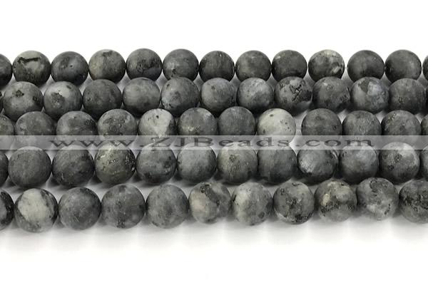 CLB1198 15 inches 10mm round matte black labradorite beads