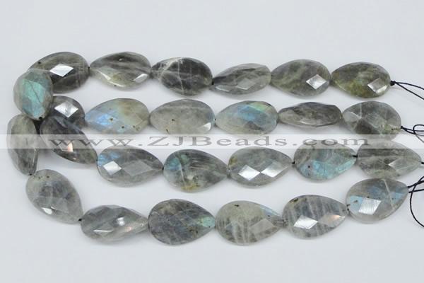 CLB186 15.5 inches 20*30mm faceted flat teardrop labradorite beads