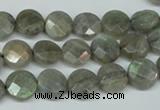 CLB190 15.5 inches 10mm faceted coin labradorite gemstone beads