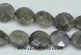 CLB191 15.5 inches 14mm faceted coin labradorite gemstone beads