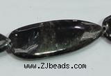 CLB317 15.5 inches 18*42mm flat teardrop black labradorite beads