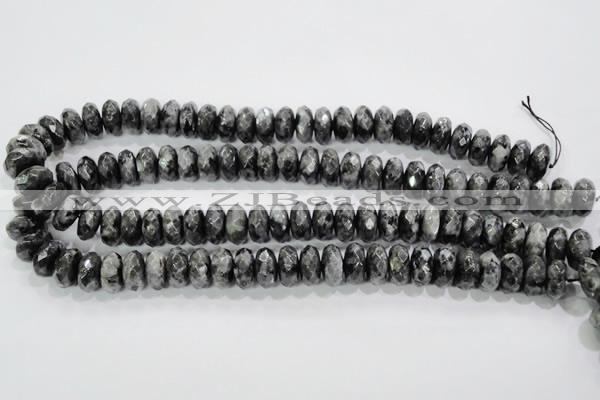 CLB323 15.5 inches 7*14mm faceted rondelle black labradorite beads