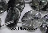 CLB326 Top-drilled 20mm wavy coin black labradorite beads