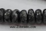 CLB332 15.5 inches 10*18mm faceted rondelle black labradorite beads