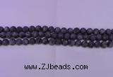 CLB370 15.5 inches 4mm round matte black labradorite beads