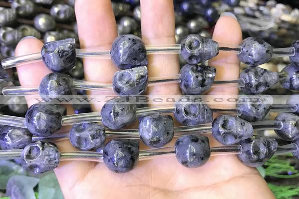 CLB378 15.5 inches 12*14*14mm skull black labradorite gemstone beads