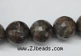 CLB406 15.5 inches 16mm faceted round grey labradorite beads