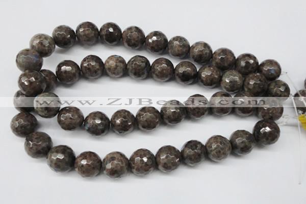 CLB407 15.5 inches 18mm faceted round grey labradorite beads