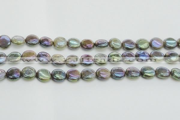 CLB635 15.5 inches 10mm flat round AB-color labradorite beads