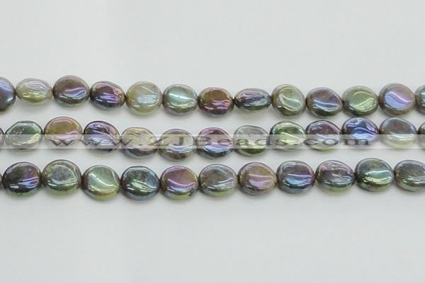 CLB636 15.5 inches 12mm flat round AB-color labradorite beads