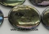 CLB645 15.5 inches 45mm flat round AB-color labradorite beads