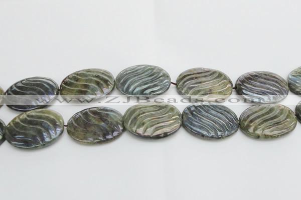 CLB671 15.5 inches 30*40mm carved oval AB-color labradorite beads