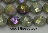 CLB677 15.5 inches 10mm faceted coin AB-color labradorite beads