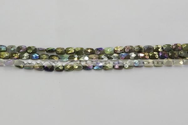 CLB694 15.5 inches 6*8mm faceted rectangle AB-color labradorite beads