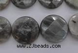 CLB745 15.5 inches 18mm faceted coin labradorite gemstone beads