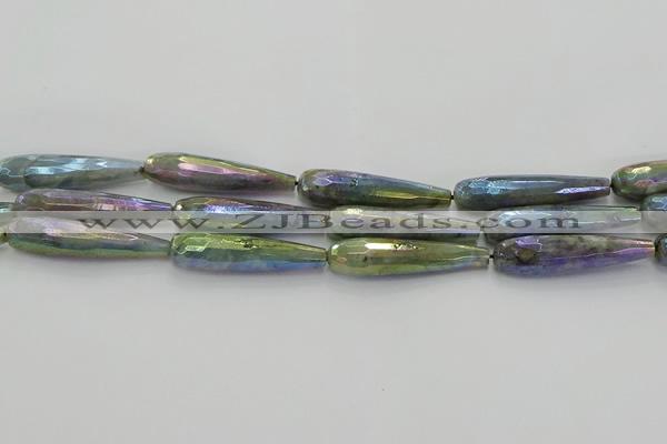 CLB786 15.5 inches 10*40mm faceted teardrop AB-color labradorite beads