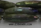 CLB790 15.5 inches 10*40mm faceted rice AB-color labradorite beads