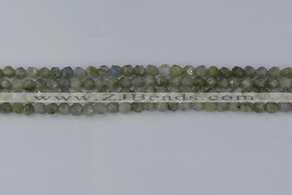 CLB992 15.5 inches 6mm faceted nuggets labradorite gemstone beads