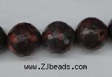 CLD106 15.5 inches 16mm faceted round leopard skin jasper beads