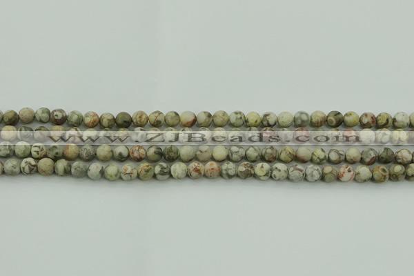 CLD201 15.5 inches 6mm round matte Chinese leopard skin jasper beads