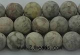 CLD203 15.5 inches 10mm round matte Chinese leopard skin jasper beads