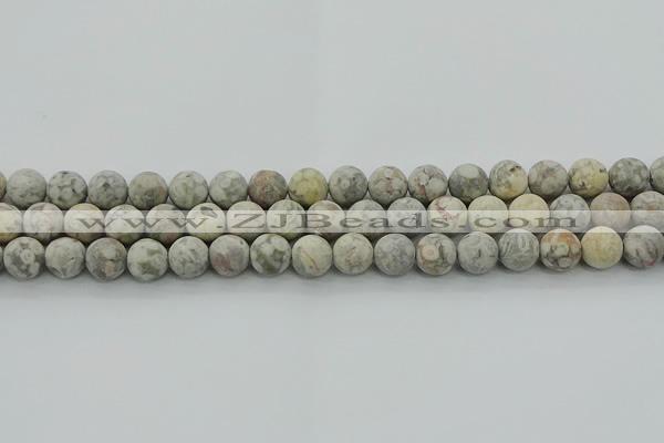 CLD203 15.5 inches 10mm round matte Chinese leopard skin jasper beads