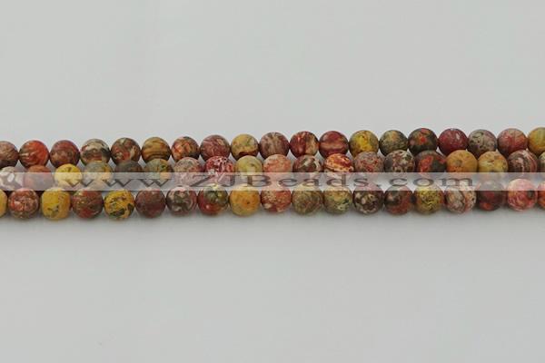 CLD212 15.5 inches 8mm round matte leopard skin jasper beads