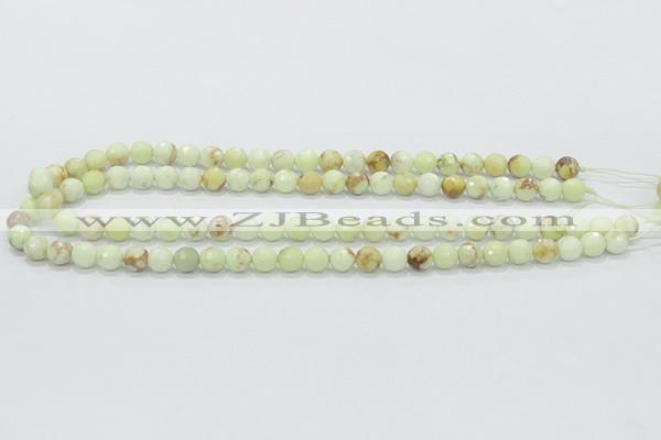 CLE34 15.5 inches 8mm faceted round lemon turquoise beads wholesale