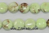 CLE49 15.5 inches 12mm flat round lemon turquoise beads wholesale