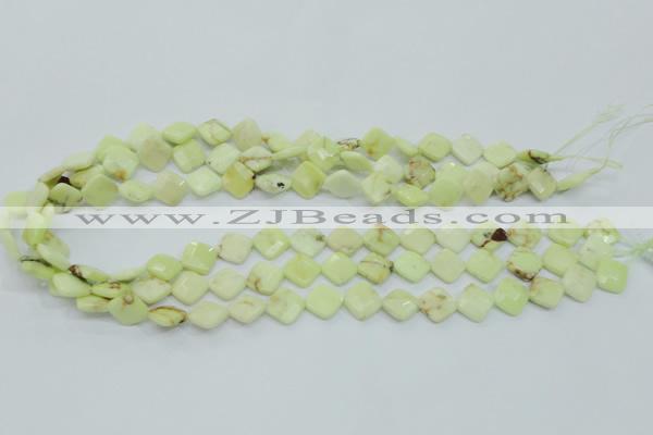 CLE67 15.5 inches 10*10mm faceted diamond lemon turquoise beads