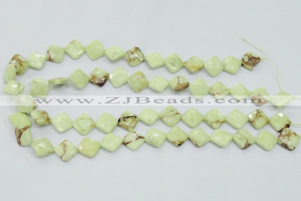 CLE68 15.5 inches 12*12mm faceted diamond lemon turquoise beads