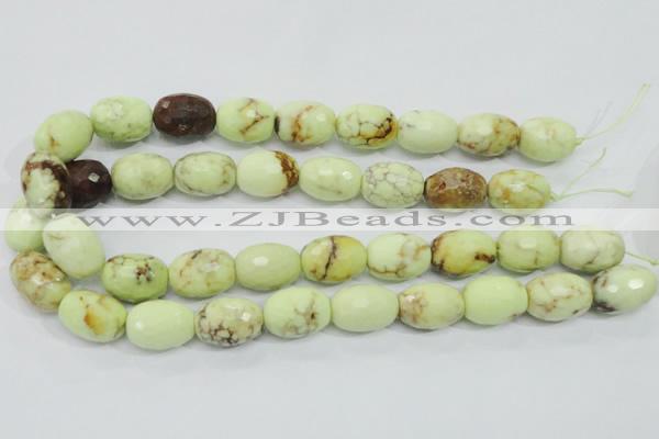 CLE71 15.5 inches 15*20mm faceted rice lemon turquoise beads