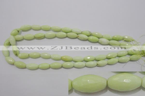 CLE74 15.5 inches 8*16mm faceted rice lemon turquoise beads