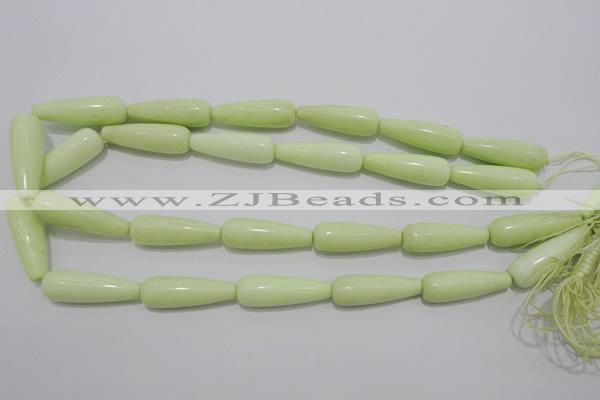 CLE77 15.5 inches 10*30mm teardrop lemon turquoise beads