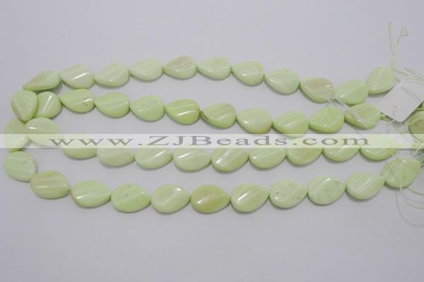 CLE83 15.5 inches 13*18mm twisted flat teardrop lemon turquoise beads