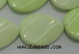 CLE86 15.5 inches 22*30mm twisted flat teardrop lemon turquoise beads