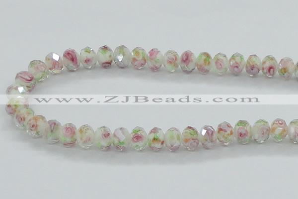 CLG04 12 inches 6*8mm faceted rondelle handmade lampwork beads