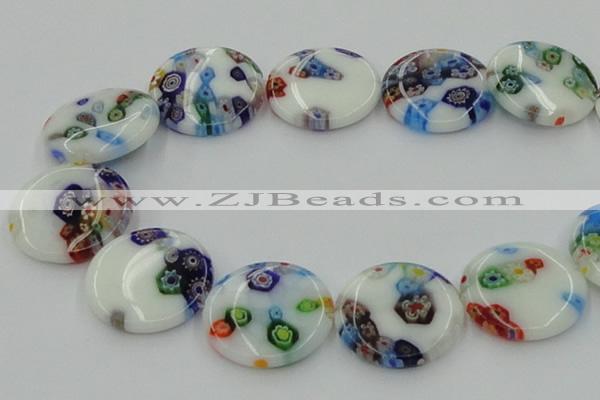 CLG520 16 inches 25mm flat round lampwork glass beads wholesale