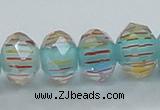 CLG53 13 inches 9*12mm faceted rondelle handmade lampwork beads