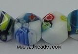 CLG534 16 inches 10*10mm faceted cube lampwork glass beads