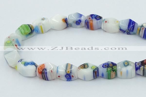 CLG536 16 inches 12*15mm faceted cuboid lampwork glass beads