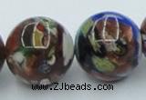 CLG543 16 inches 14mm round goldstone & lampwork glass beads