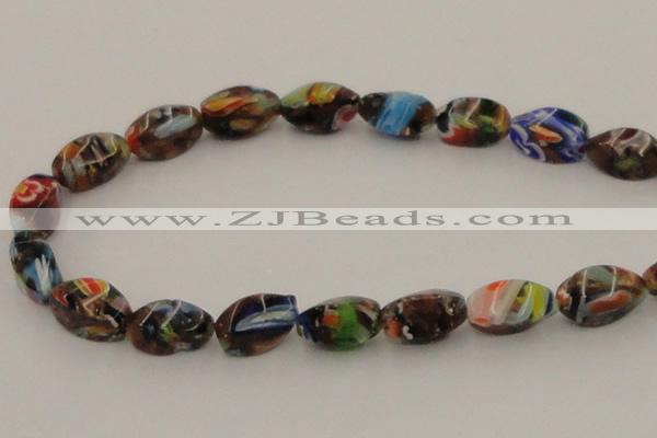 CLG547 16 inches 8*16mm twisted rice goldstone & lampwork beads