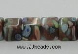 CLG550 16 inches 8*8mm cube goldstone & lampwork glass beads